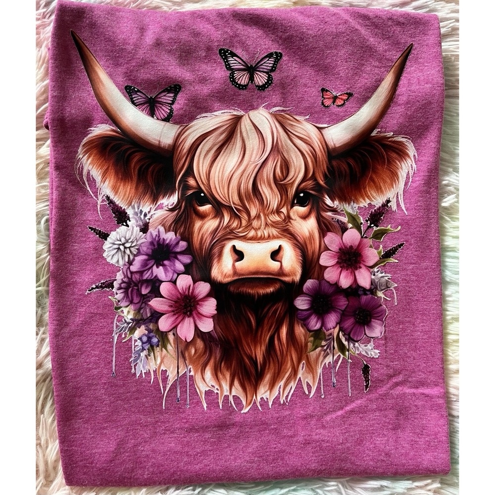Women's Graphic Tshirt Highland Cow LARGE New